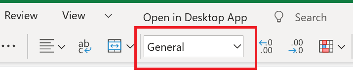 the top navbar with the format options box in a red highlight