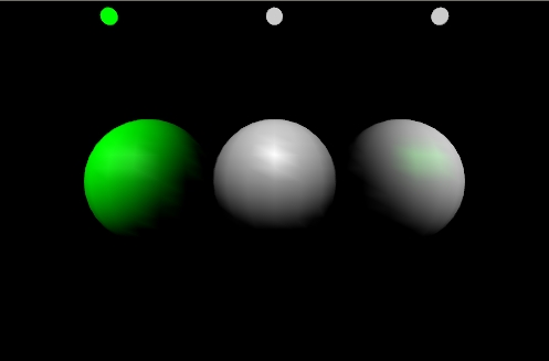Figure 8: Three identical spheres lit by different light components